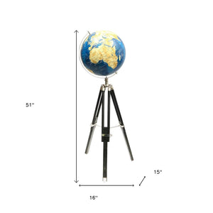 HomeRoots 51" Silver Aluminum Tabletop Sculpture - Modern Globe Design for Home & Office Decor, Durable & Stylish 632977