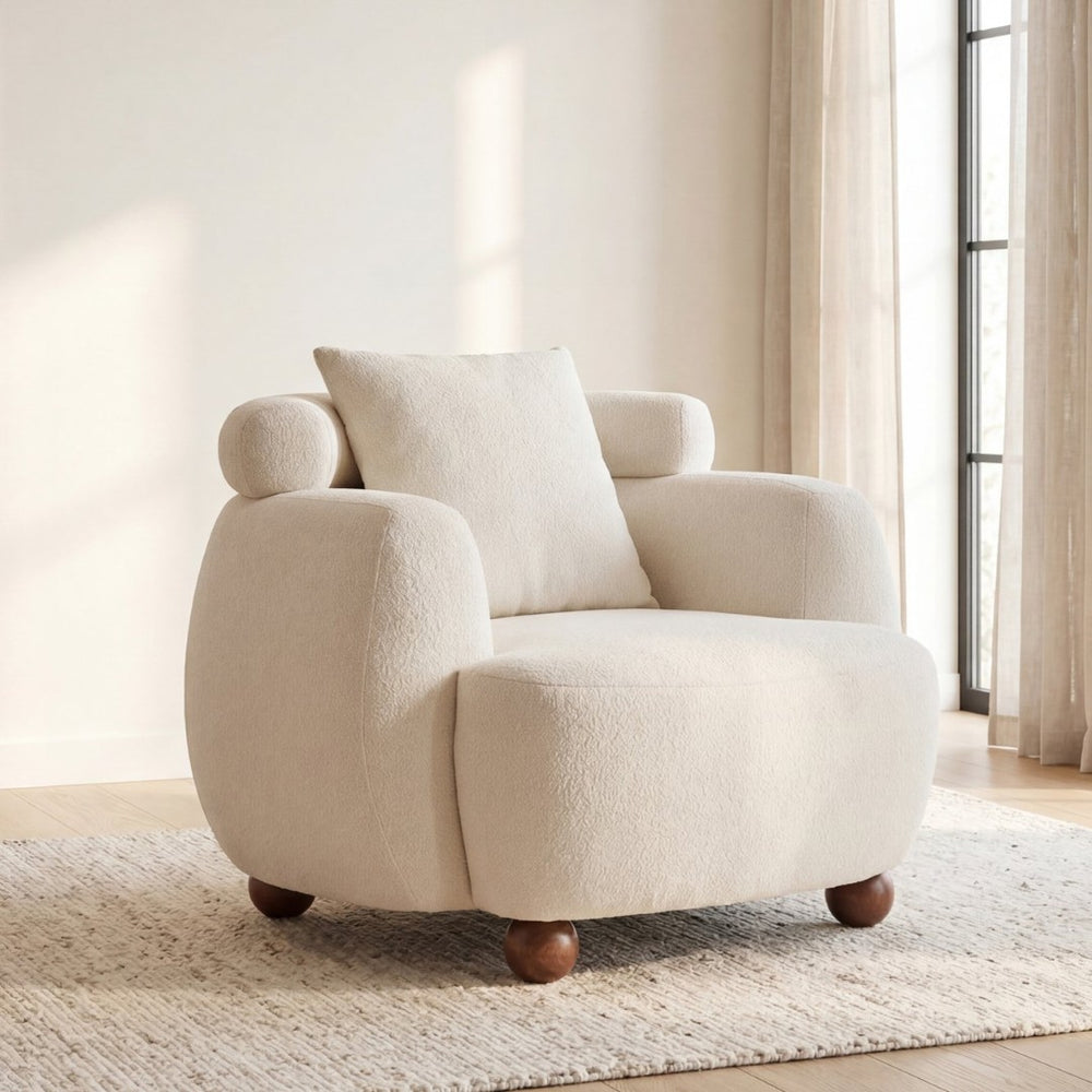 English Elm Nordic Chenille Bucket Chair Deep Cushioned Seat for Living Room Reading Lounge Ameican White Oak W2901P489485