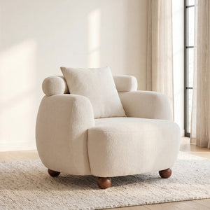 English Elm Nordic Chenille Bucket Chair Deep Cushioned Seat for Living Room Reading Lounge Ameican White Oak W2901P489485