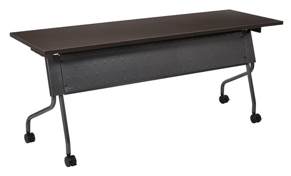 OSP Home Furnishings 6' Nesting Training Table Flip Top Laminate Surface with Locking Casters for Offices Espresso 84226TE