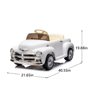 English Elm 12v Chevrolet 3100 Licensed Vintage Pickup Ride on Truck with Led Lights and Parent Remote White W1578P214179