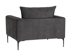 Sunpan Virgo Armchair - Stylish Comfort with Sleek Silhouette and Timeless Black Steel Legs for Any Space Polo Club Kohl Grey