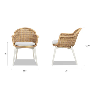 English Elm Jennifer Taylor Home - Santorini Wicker Back Outdoor Dining Chairs Set Of 2 - Weather-Resistant Wheat Beige Comfort B2719P308011