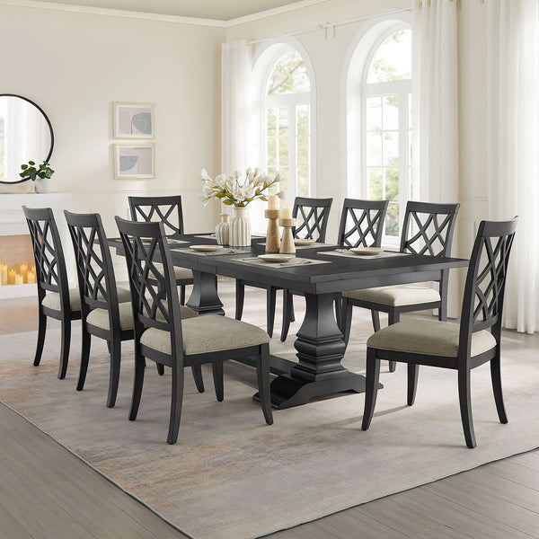 English Elm (1 Table+6 Chairs) Retro 7-Piece Extendable Dining Set - Stylish Wooden Table & Upholstered Chairs W2582S00174