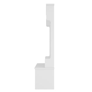 English Elm Modern Entryway Hall Tree with Six Hooks Bench Seat and Open Shoe Cubbies White W1580S00617
