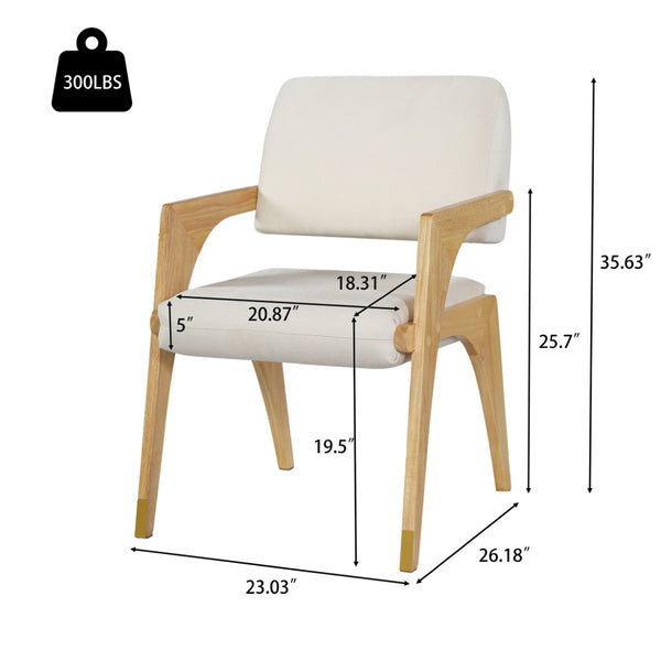 English Elm Mid-century Modern Dining Arm Chairs Rubber Wood Splayed Legs Upholstered Set of 2 N768P446218N