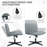 English Elm Homcom Wide Office Chair, Armless Office Desk Chair, Computer Fabric Vanity Chair With Adjustable Height, Gray