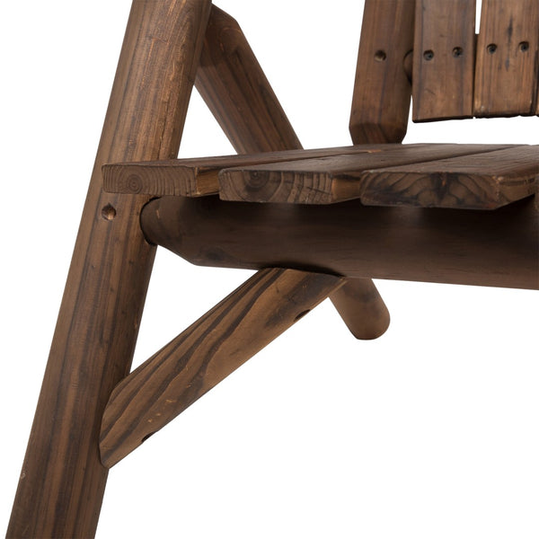 English Elm Outsunny 2-Seat Adirondack Loveseat With Table - Durable Carbonized Wood For Cozy Outdoor Relaxation W2225P174103-GIGA