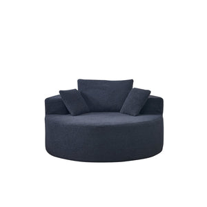 English Elm 55"l Teddy Fleece Round Chaise Chair Plush Foam Seating for Modern Living Rooms Black W1669P368466