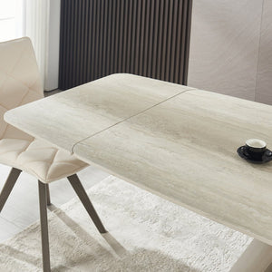 English Elm Retractable Sintered Stone Extendable Dining Table Seats Eight with Steel Base W5630S00002