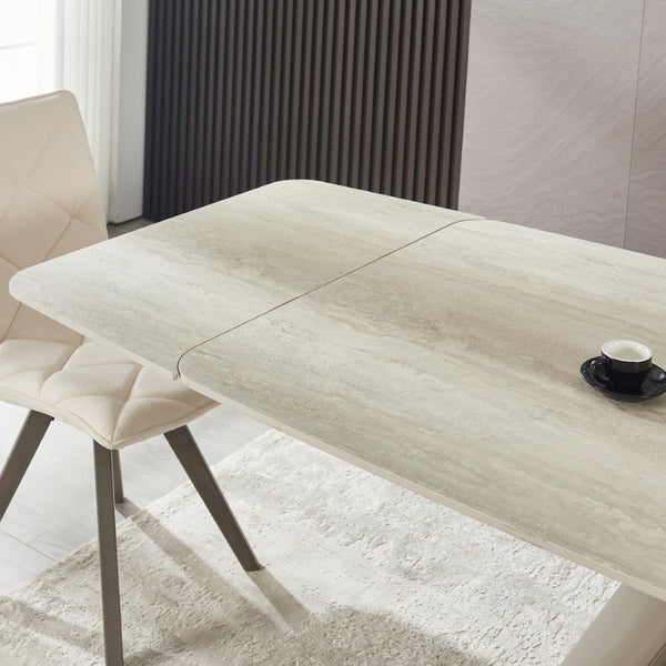 English Elm Retractable Sintered Stone Extendable Dining Table Seats Eight with Steel Base W5630S00002