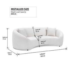 English Elm 93.31" Curved Cloud Sofa Chenille Velvet Three Seat Sculptural Minimalist Living Room Couch W2664P179335