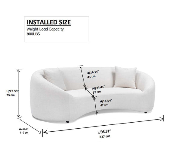 English Elm 93.31" Curved Cloud Sofa Chenille Velvet Three Seat Sculptural Minimalist Living Room Couch W2664P179335