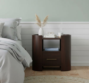 English Elm Artisan Furniture Solid Mango Wood Bedside Table Handcrafted Warm Mocha Finish B182P436007