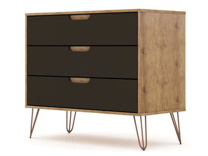 English Elm Rockefeller 35" Dresser with 3 Smooth-Glide Drawers, Metal Splayed Legs, TV-Ready Storage, Anti-Tip Grey B365P398134