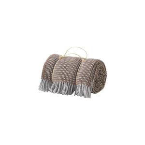 HomeRoots 55" Chocolate & Gray Woven Checkered Plush Throw Blanket with Decorative Fringe - Cozy Elegance! 633074