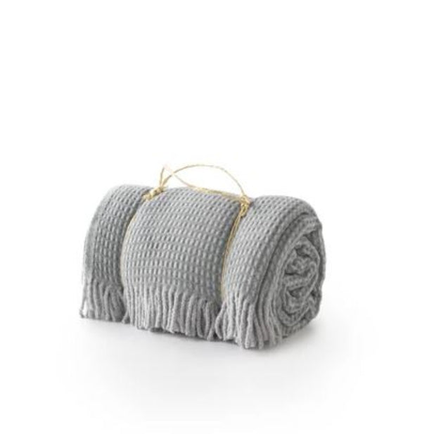 HomeRoots 55" Woven Checkered Plush Throw Blanket in Sage & Gray with Fringe – Cozy, Stylish & Gift-Ready! 633075