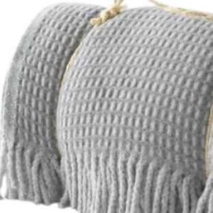 HomeRoots 55" Woven Checkered Plush Throw Blanket in Sage & Gray with Fringe – Cozy, Stylish & Gift-Ready! 633075