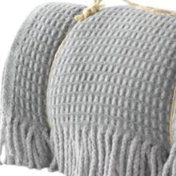 HomeRoots 55" Woven Checkered Plush Throw Blanket in Sage & Gray with Fringe – Cozy, Stylish & Gift-Ready! 633075