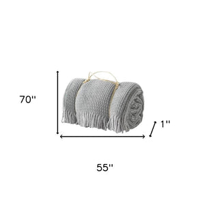 HomeRoots 55" Woven Checkered Plush Throw Blanket in Sage & Gray with Fringe – Cozy, Stylish & Gift-Ready! 633075