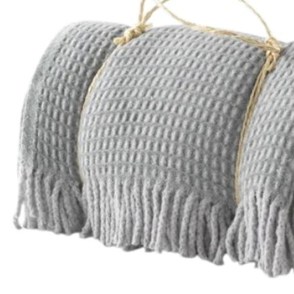 HomeRoots 55" Woven Checkered Plush Throw Blanket in Sage & Gray with Fringe – Cozy, Stylish & Gift-Ready! 633075