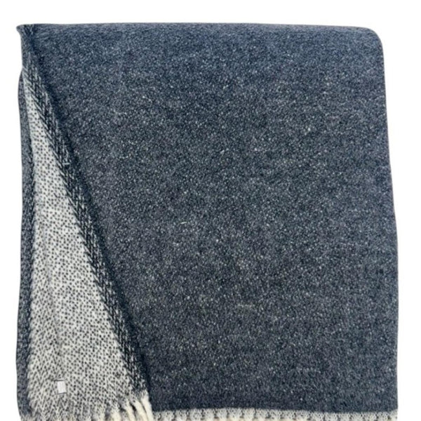 HomeRoots 55" Luxuriously Soft Dark Gray & White Chevron Throw Blanket with Fringe - Perfect for Cozy Layering! 633077