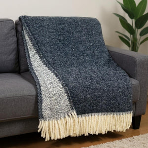 HomeRoots 55" Luxuriously Soft Dark Gray & White Chevron Throw Blanket with Fringe - Perfect for Cozy Layering! 633077