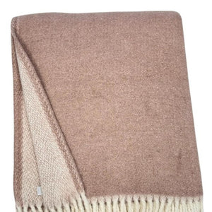 HomeRoots 55" Dusty Rose & White Chevron Plush Throw Blanket – Cozy Cotton Blend with Fringe for All Seasons 633078