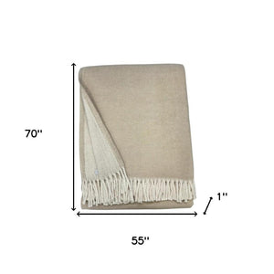 HomeRoots 55" Cozy Linen-White Chevron Plush Throw Blanket with Fringe - Perfect for Home & Outdoor Use! 633079