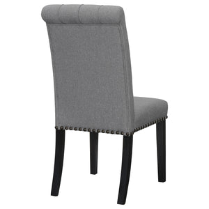 English Elm 2pc Plush Button-Tufted High Back Dining Chairs with Rolled Top, Nailhead Trim and Tapered Legs Espresso,Gray 42.5 L x 13 W x 19.25 H B011P311395