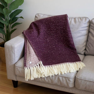 HomeRoots 55" Luxurious Plum & White Chevron Plush Throw Blanket with Fringe – Cozy, Stylish, and Versatile! 633080