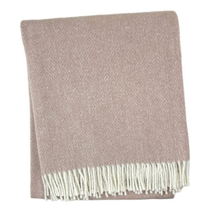 HomeRoots 55" Dusty Rose & White Woven Herringbone Plush Throw Blanket with Fringe – Cozy & Stylish Accent! 633084