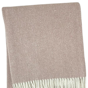 HomeRoots 55" Dusty Rose & White Woven Herringbone Plush Throw Blanket with Fringe – Cozy & Stylish Accent! 633084