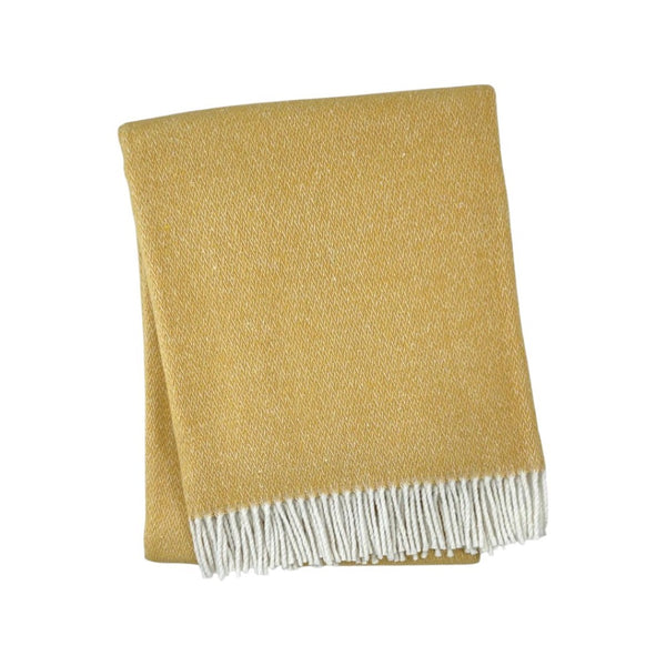 HomeRoots 55" Plush Gold and White Herringbone Throw Blanket – Soft Cotton Blend with Fringe for Cozy Decor 633085