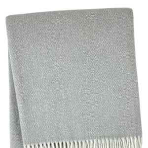 HomeRoots 55" Lightweight Woven Herringbone Throw Blanket in Light Gray & White with Fringe for Cozy Style! 633086