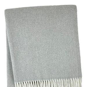 HomeRoots 55" Lightweight Woven Herringbone Throw Blanket in Light Gray & White with Fringe for Cozy Style! 633086