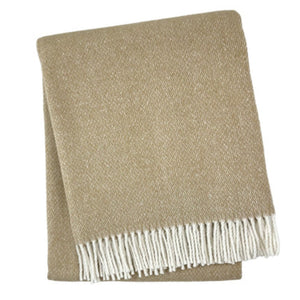 HomeRoots 55" Stone & White Woven Herringbone Plush Throw Blanket with Fringe - Cozy, Stylish, Gift-Ready! 633088