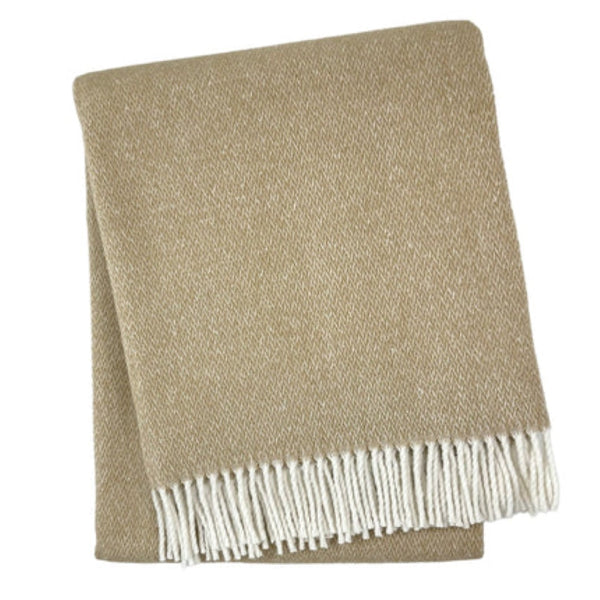 HomeRoots 55" Stone & White Woven Herringbone Plush Throw Blanket with Fringe - Cozy, Stylish, Gift-Ready! 633088