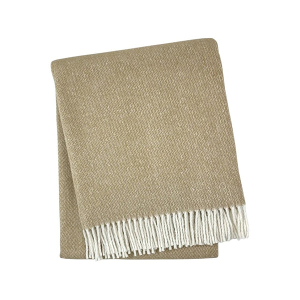 HomeRoots 55" Stone & White Woven Herringbone Plush Throw Blanket with Fringe - Cozy, Stylish, Gift-Ready! 633088