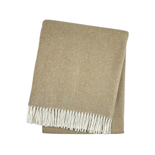 HomeRoots 55" Stone & White Woven Herringbone Plush Throw Blanket with Fringe - Cozy, Stylish, Gift-Ready! 633088