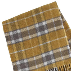 HomeRoots 55" Luxurious Gold and Brown Plaid Throw Blanket - Soft Cotton Blend with Fringe for Cozy Living Spaces 633089