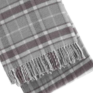 HomeRoots 55" Cozy Light Gray and Brown Woven Plaid Plush Throw Blanket with Fringe for Home & Gifting 633090