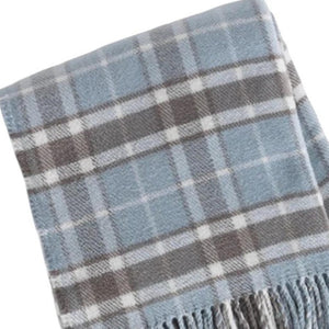 HomeRoots 55" Cozy Sky Blue and Brown Plaid Cotton Blend Throw Blanket with Fringe - Perfect for All Occasions! 633091