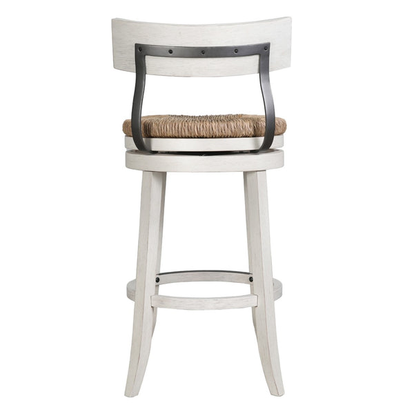 HomeRoots Brown Rattan & Solid Wood Low Back Swivel Bar Chair - Coastal Charm for Kitchen & Home Bar Decor 633092