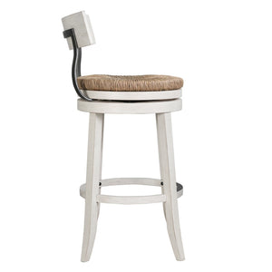 HomeRoots Brown Rattan & Solid Wood Low Back Swivel Bar Chair - Coastal Charm for Kitchen & Home Bar Decor 633092
