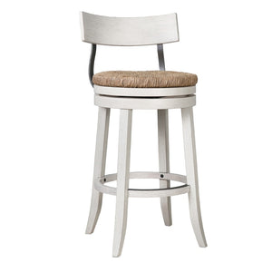 HomeRoots Brown Rattan & Solid Wood Low Back Swivel Bar Chair - Coastal Charm for Kitchen & Home Bar Decor 633092