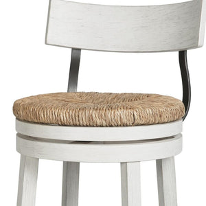 HomeRoots Brown Rattan & Solid Wood Swivel Bar Chair - Coastal Style, Comfortable Low Back, 360° Mobility 633093