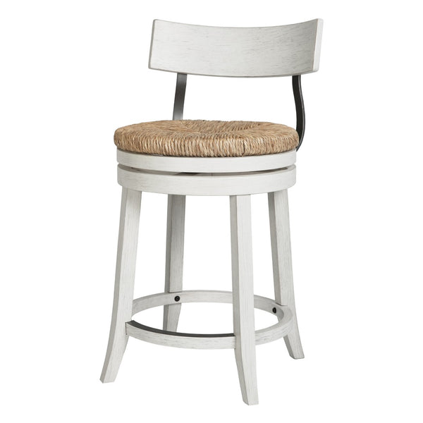HomeRoots Brown Rattan & Solid Wood Swivel Bar Chair - Coastal Style, Comfortable Low Back, 360° Mobility 633093