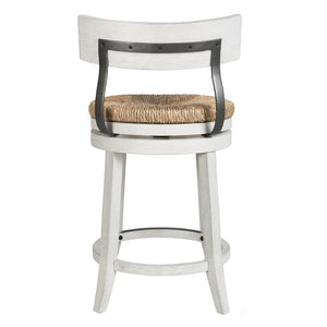 HomeRoots Brown Rattan & Solid Wood Swivel Bar Chair - Coastal Style, Comfortable Low Back, 360° Mobility 633093