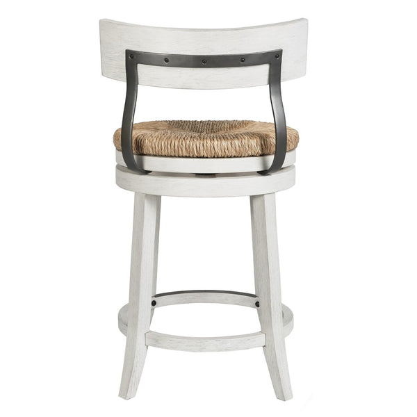 HomeRoots Brown Rattan & Solid Wood Swivel Bar Chair - Coastal Style, Comfortable Low Back, 360° Mobility 633093